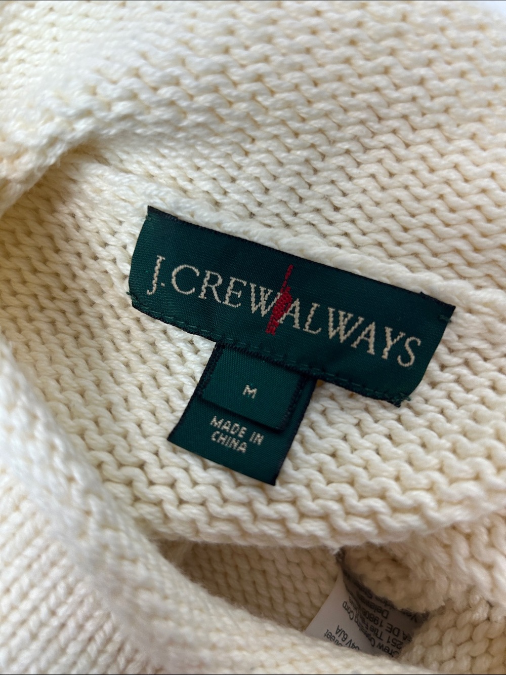 J crew Always Cream Knit Turtleneck Sweater size medium 100%cotton - Picture 6 of 7